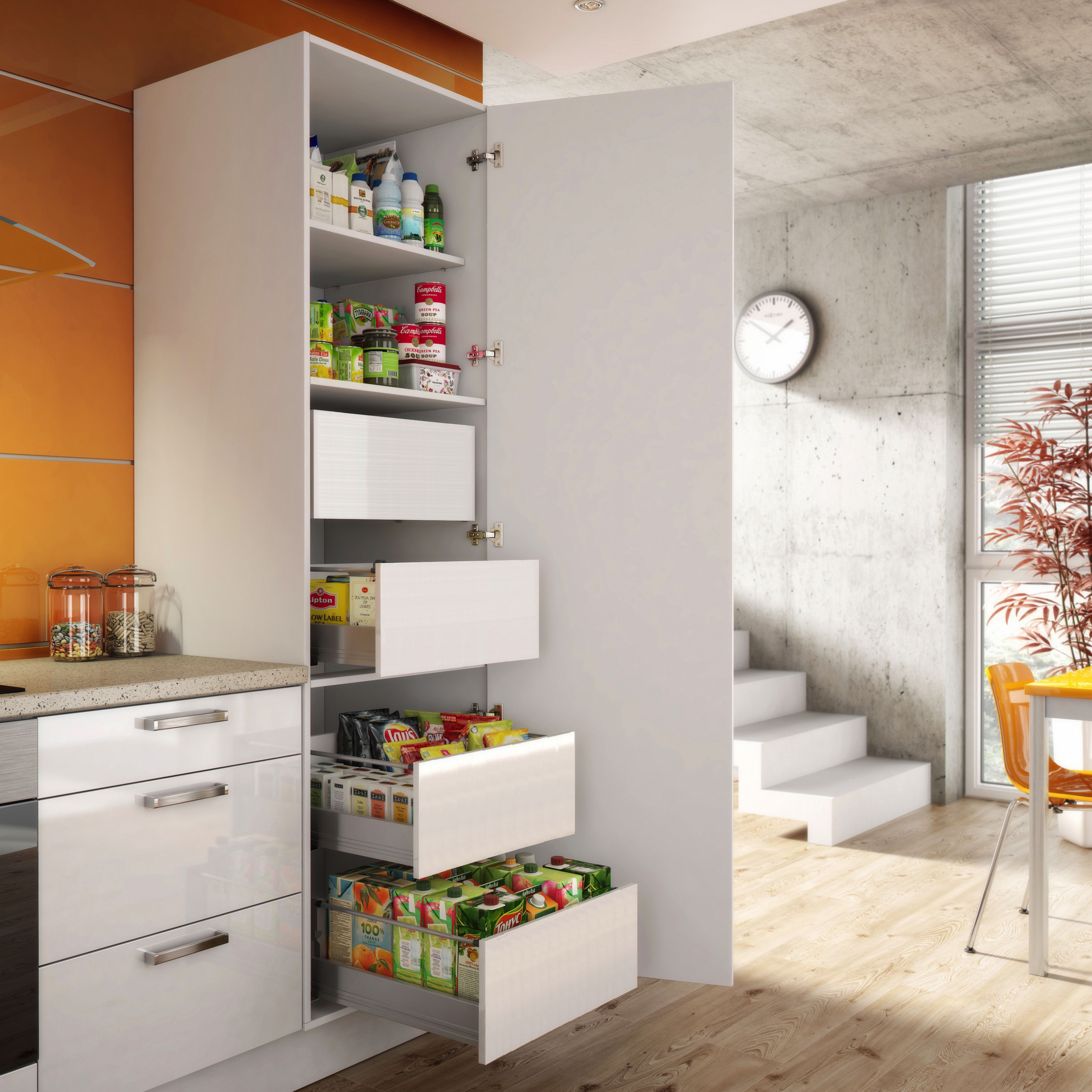 Florence 600mm Wide Pantry With 4 Internal Drawers with Blum