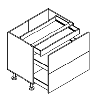 900mm wide 2 Drawer Base Cabinet with Hidden Drawer for Kitchen